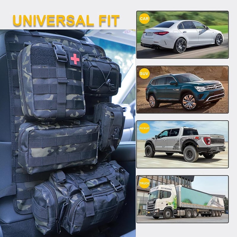 Jimikay Universal Tactical Seat ​Back Organizer Vehicle Molle Panel Organizer Storage Bag with 5 Detachable Molle Pouch for All Vehicel Such as Jeep,Truck,SUV, Car, Ford,Chevy etc - Image 3